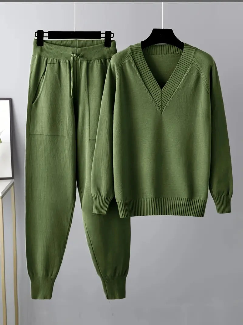 Delvine | Women's Knit Loungewear Set with Joggers
