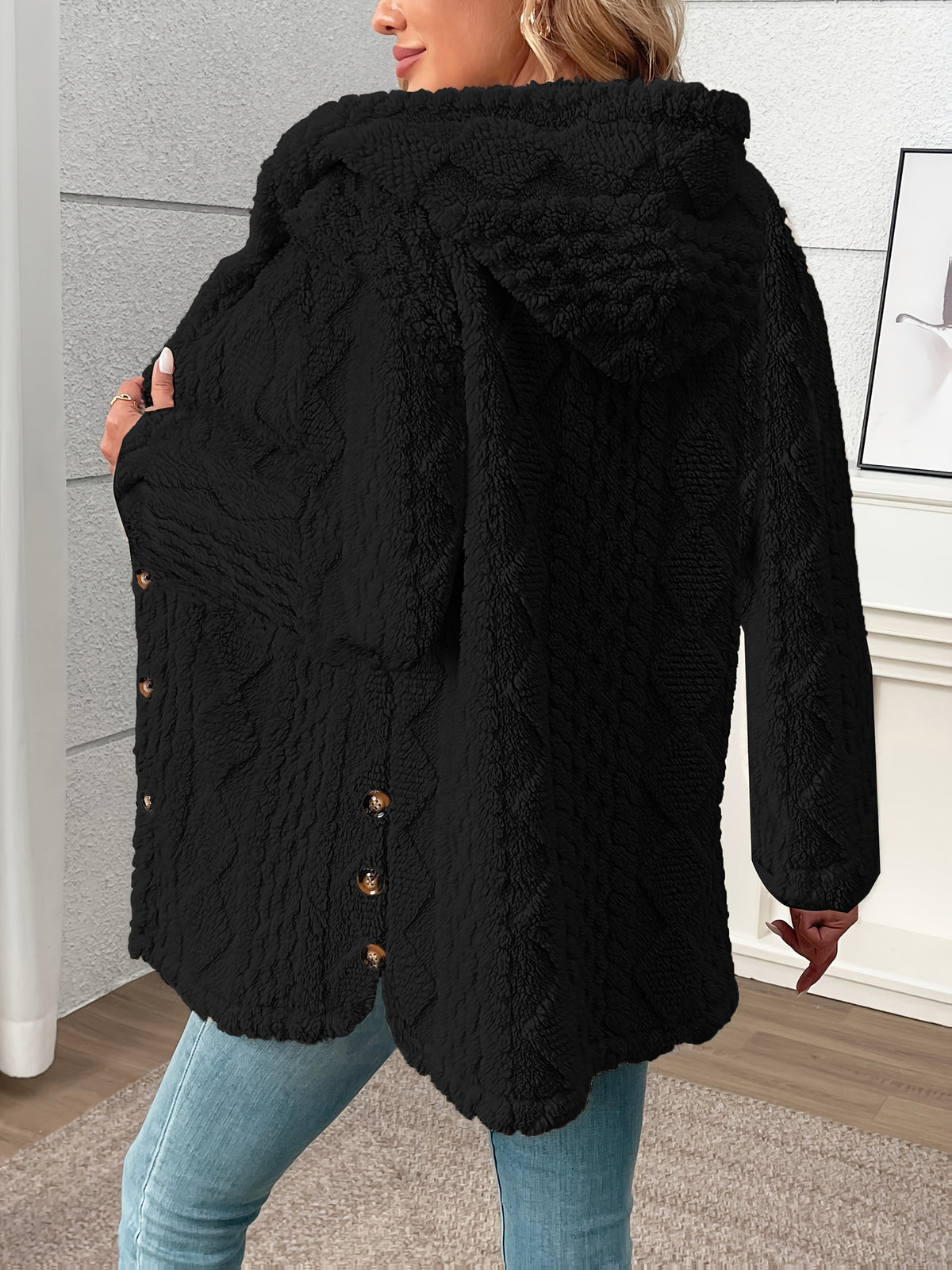 Delvora | Women's Sherpa Coat Button-Front