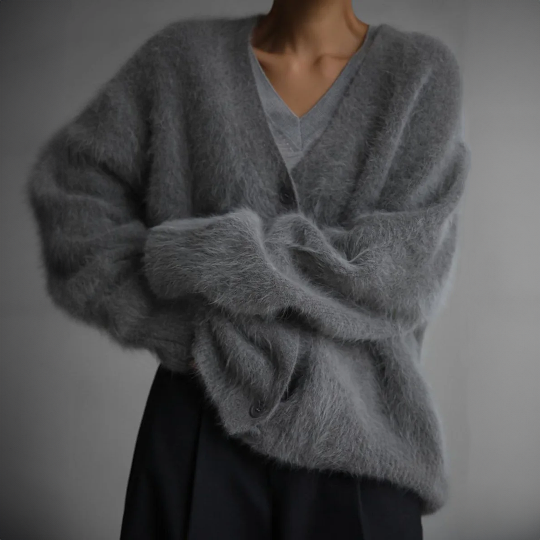 Delwyn | Women's Oversized Fuzzy Button-Front Cardigan