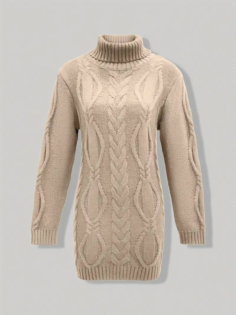 Devna | Women's Oversized Cable Knit Turtleneck Sweater