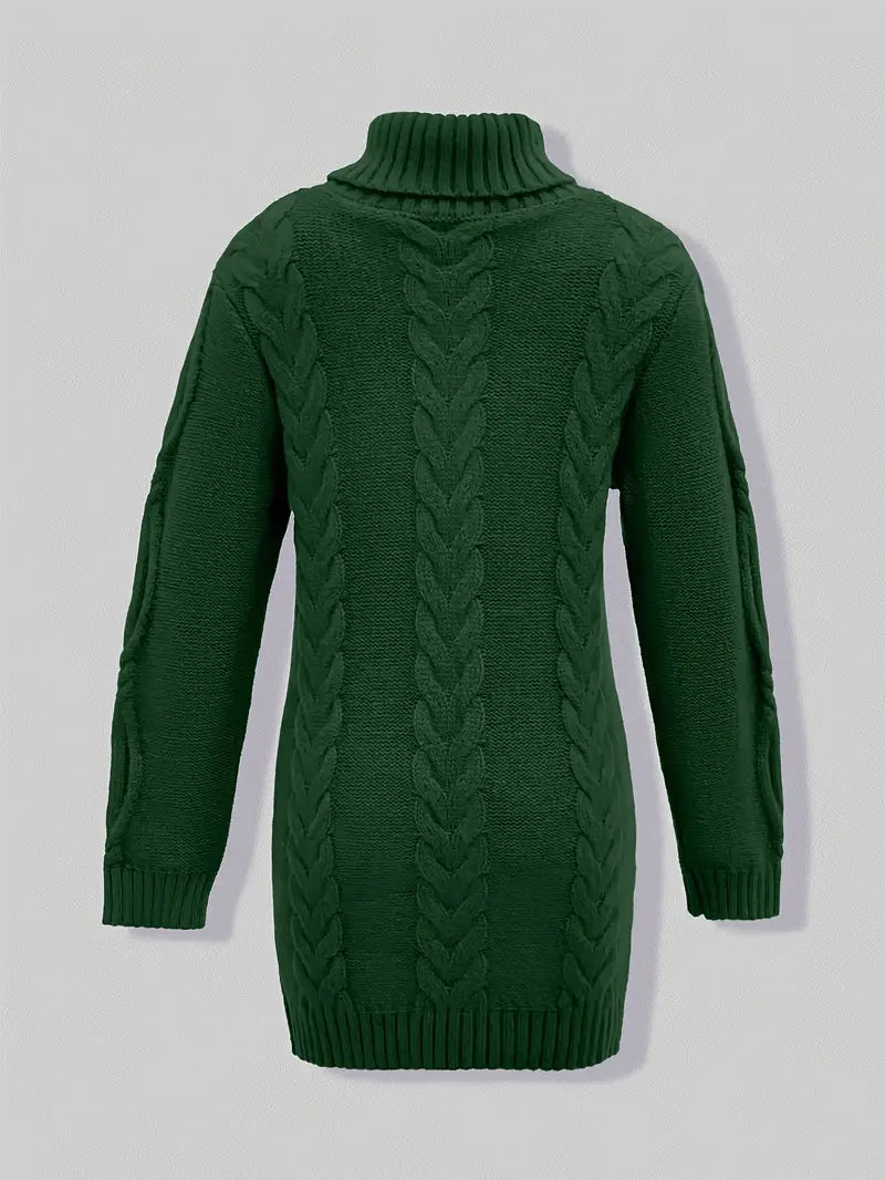 Devna | Women's Oversized Cable Knit Turtleneck Sweater