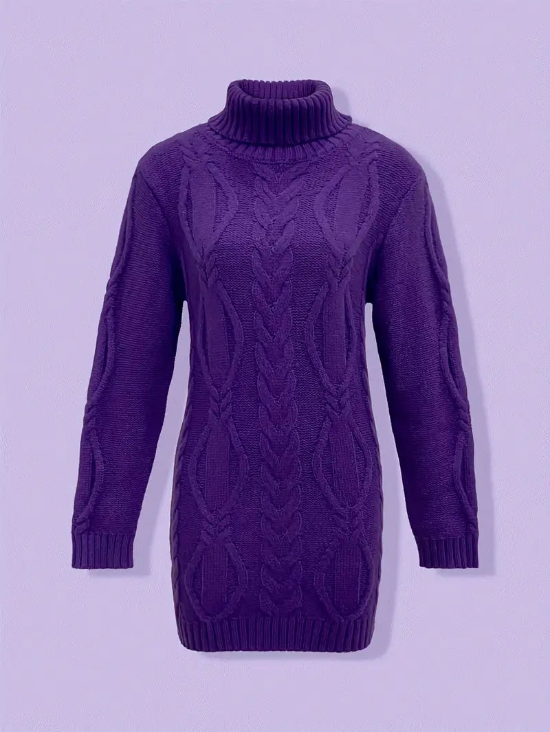 Devna | Women's Oversized Cable Knit Turtleneck Sweater