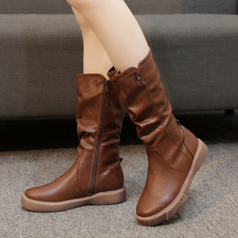 Thea™ | Waterproof Vegan Leather Boots with Zipper