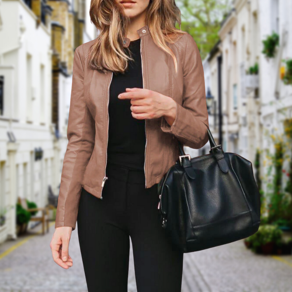 Dravelle | Women's Faux Leather Biker Jacket