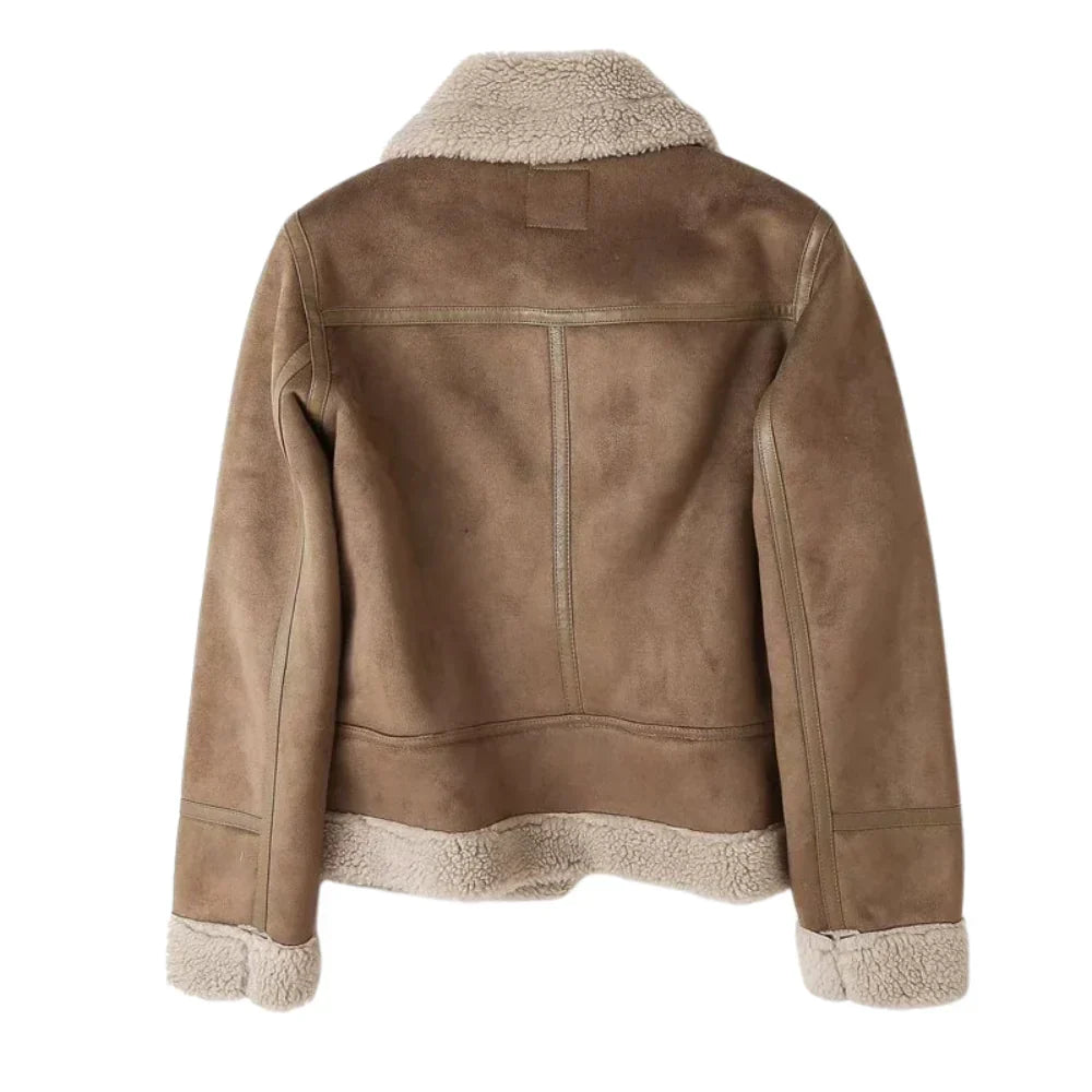 Dravelle | Women's Shearling Lined Suede Moto Jacket