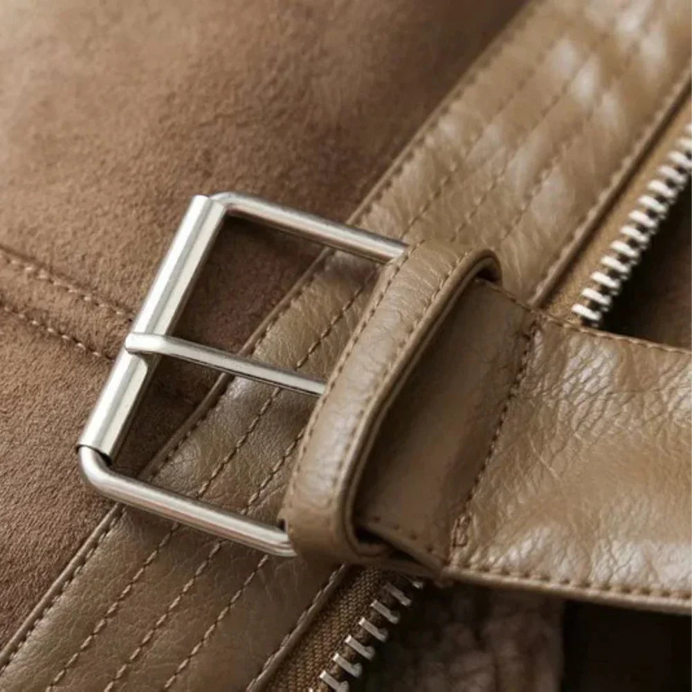Dravelle | Women's Shearling Lined Suede Moto Jacket