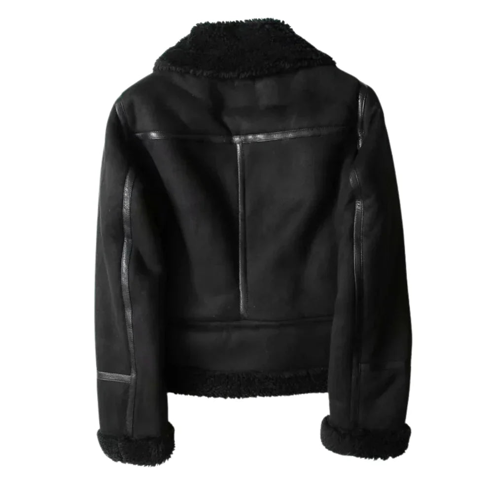 Dravelle | Women's Shearling Lined Suede Moto Jacket