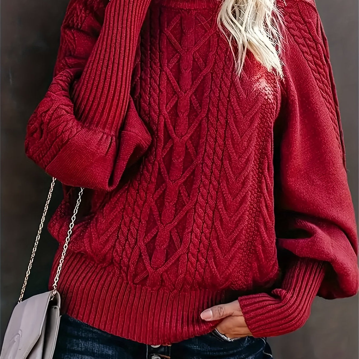Dravwyn | Women's Cable Knit Turtleneck Sweater