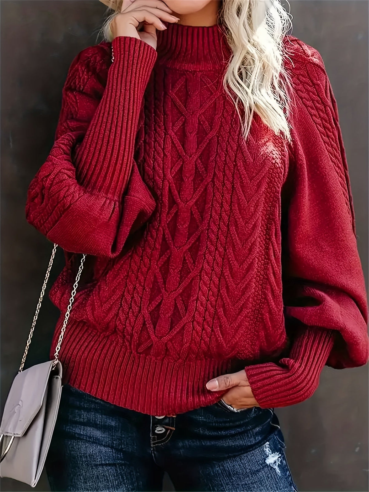 Dravwyn | Women's Cable Knit Turtleneck Sweater