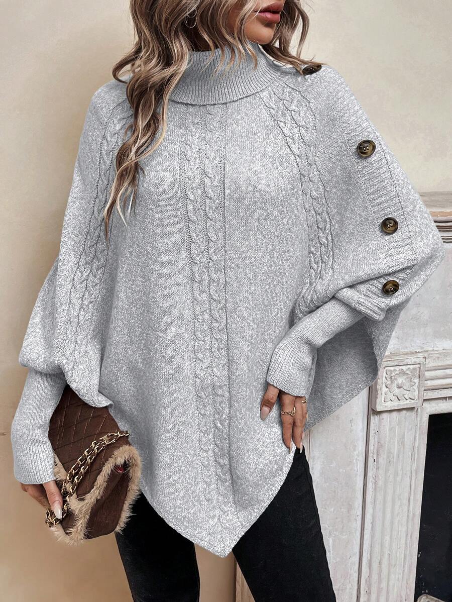 Drevora | Women's Cable Knit Poncho Sweater