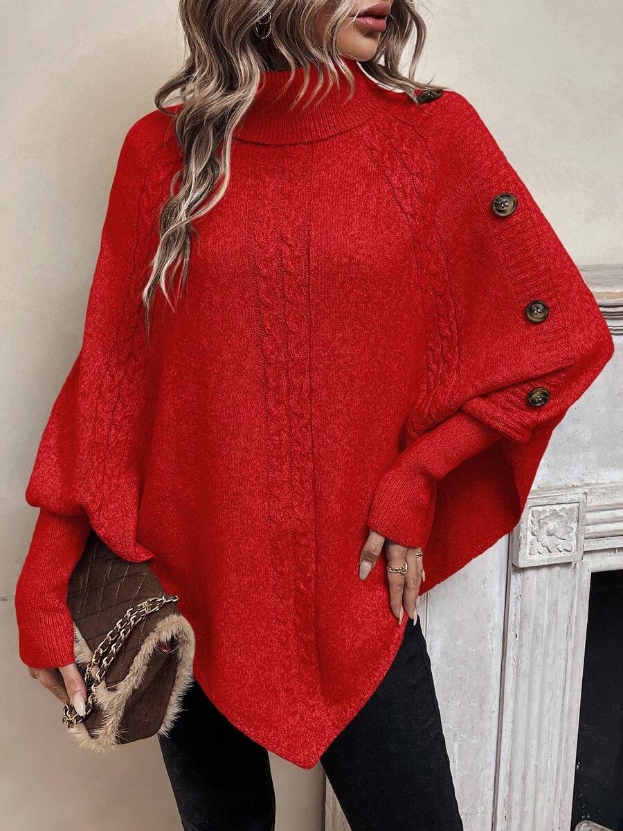 Drevora | Women's Cable Knit Poncho Sweater