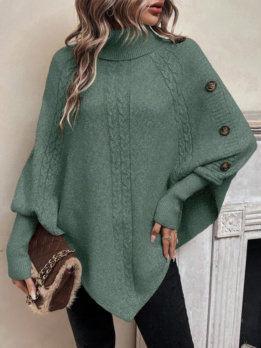Drevora | Women's Cable Knit Poncho Sweater
