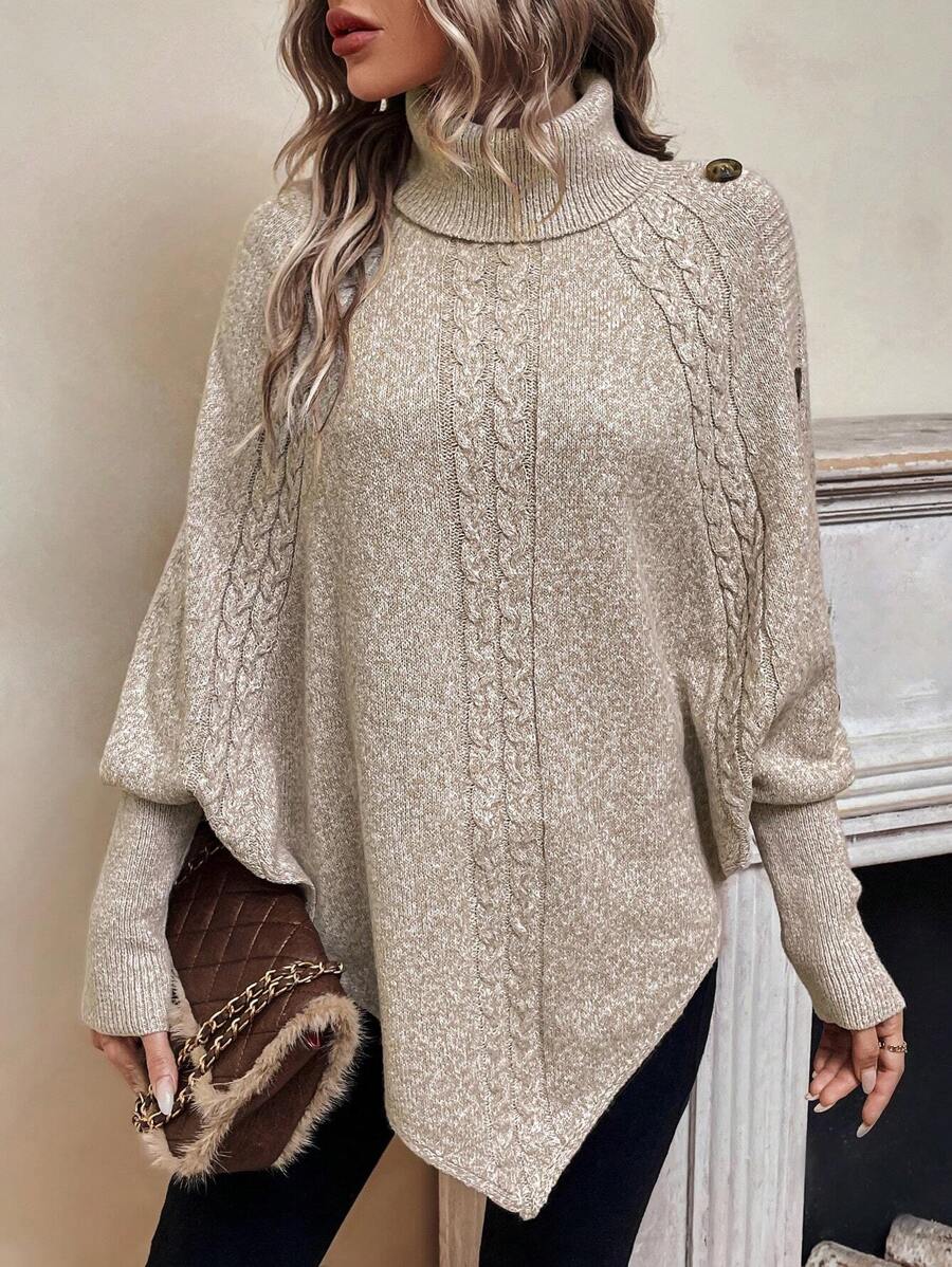 Drevora | Women's Cable Knit Poncho Sweater