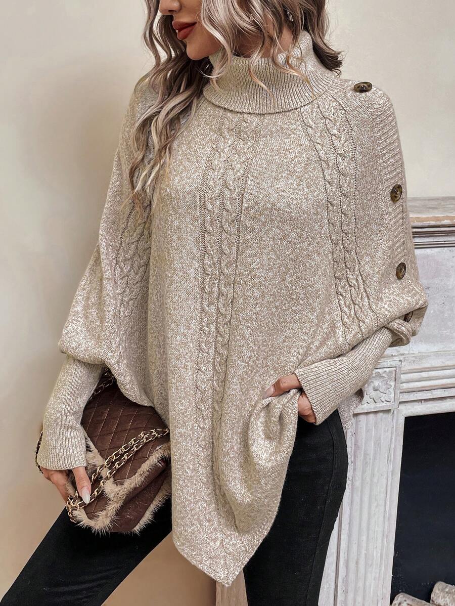 Drevora | Women's Cable Knit Poncho Sweater