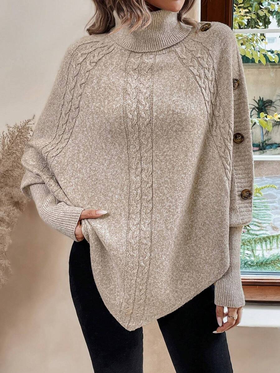 Drevora | Women's Cable Knit Poncho Sweater