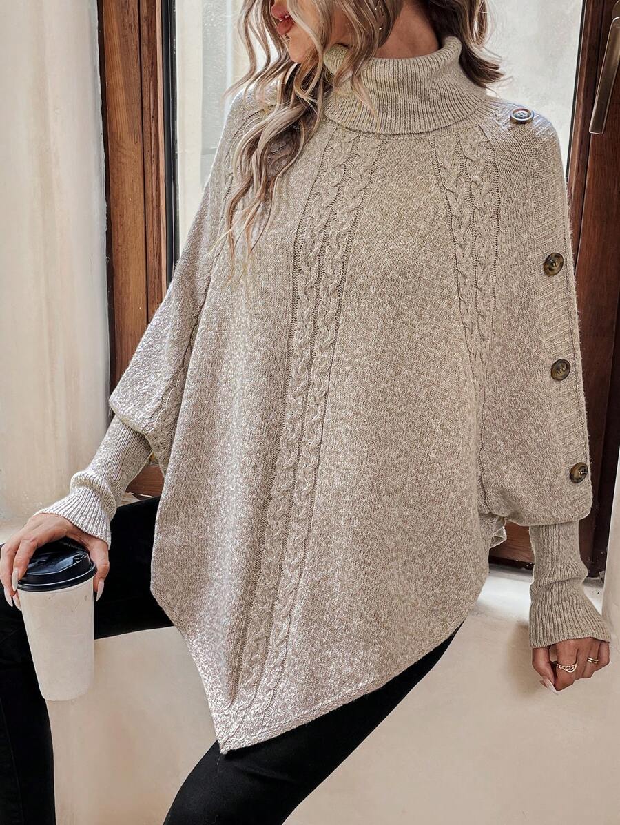 Drevora | Women's Cable Knit Poncho Sweater