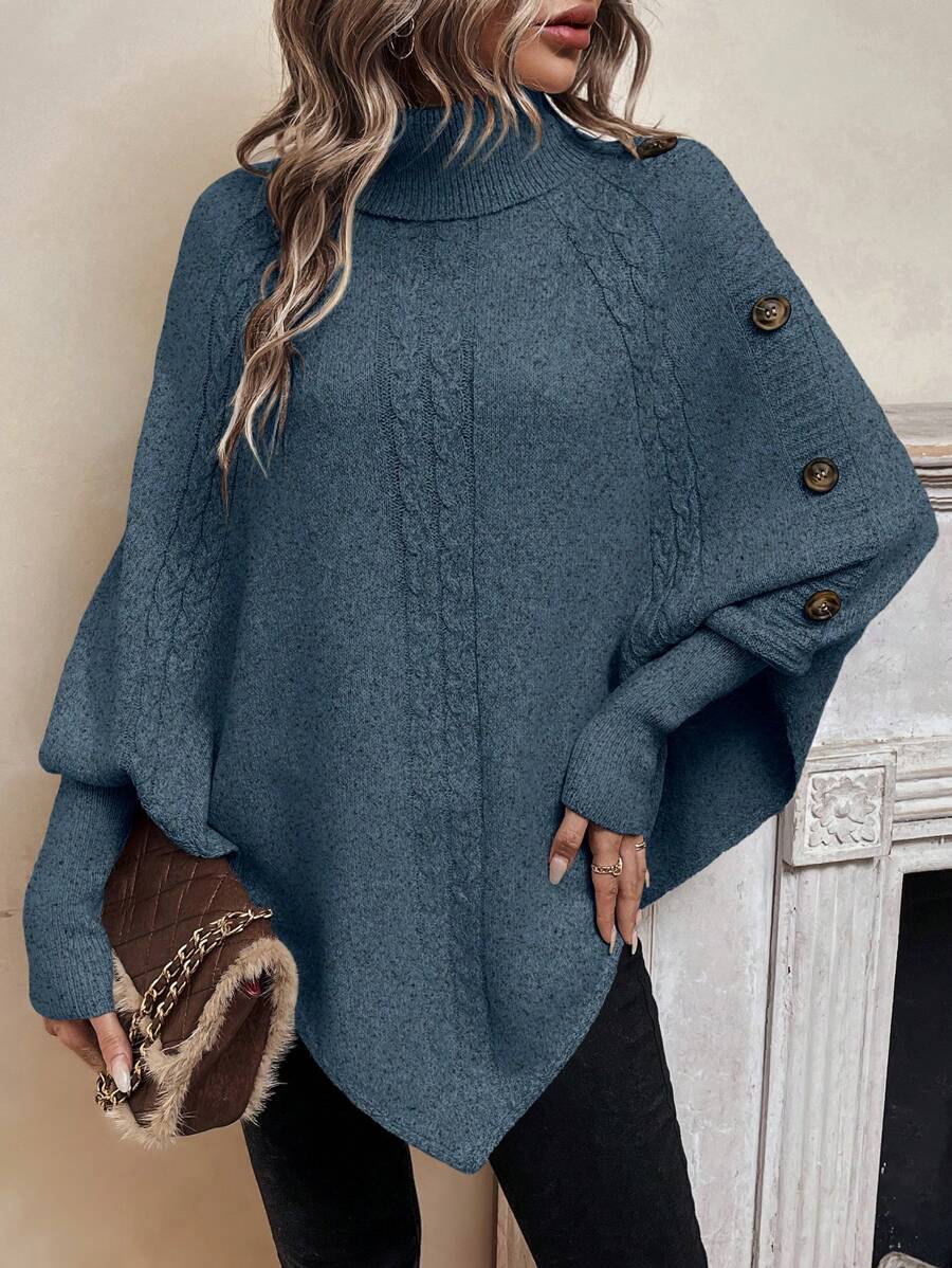 Drevora | Women's Cable Knit Poncho Sweater