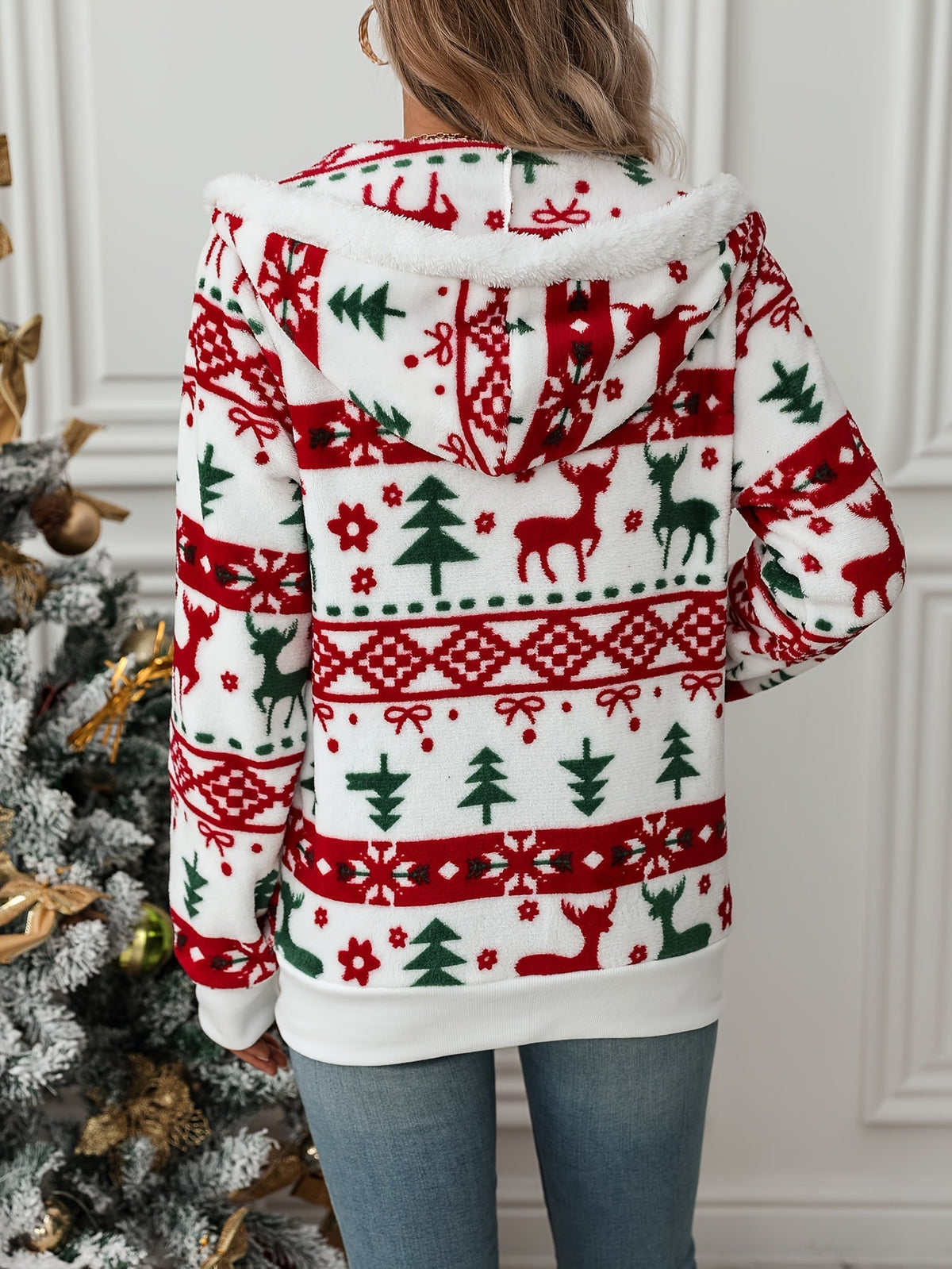 Drexmira | Women's Christmas Zip-Up Hoodie Cardigan