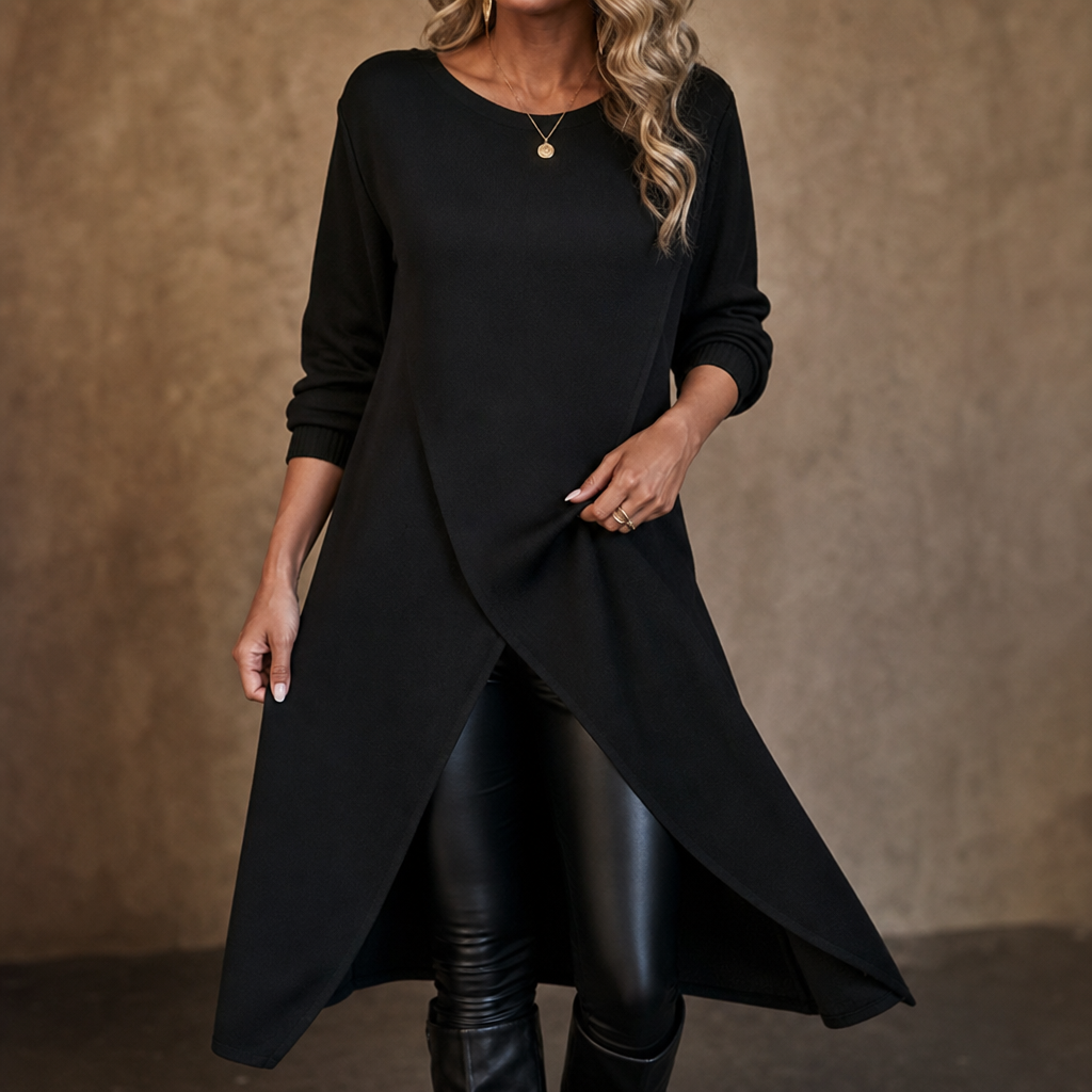 Drexwynn | Women's Wrap Front Tunic Top Long Sleeve
