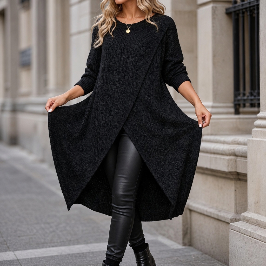 Drexwynn | Women's Wrap Front Tunic Top Long Sleeve