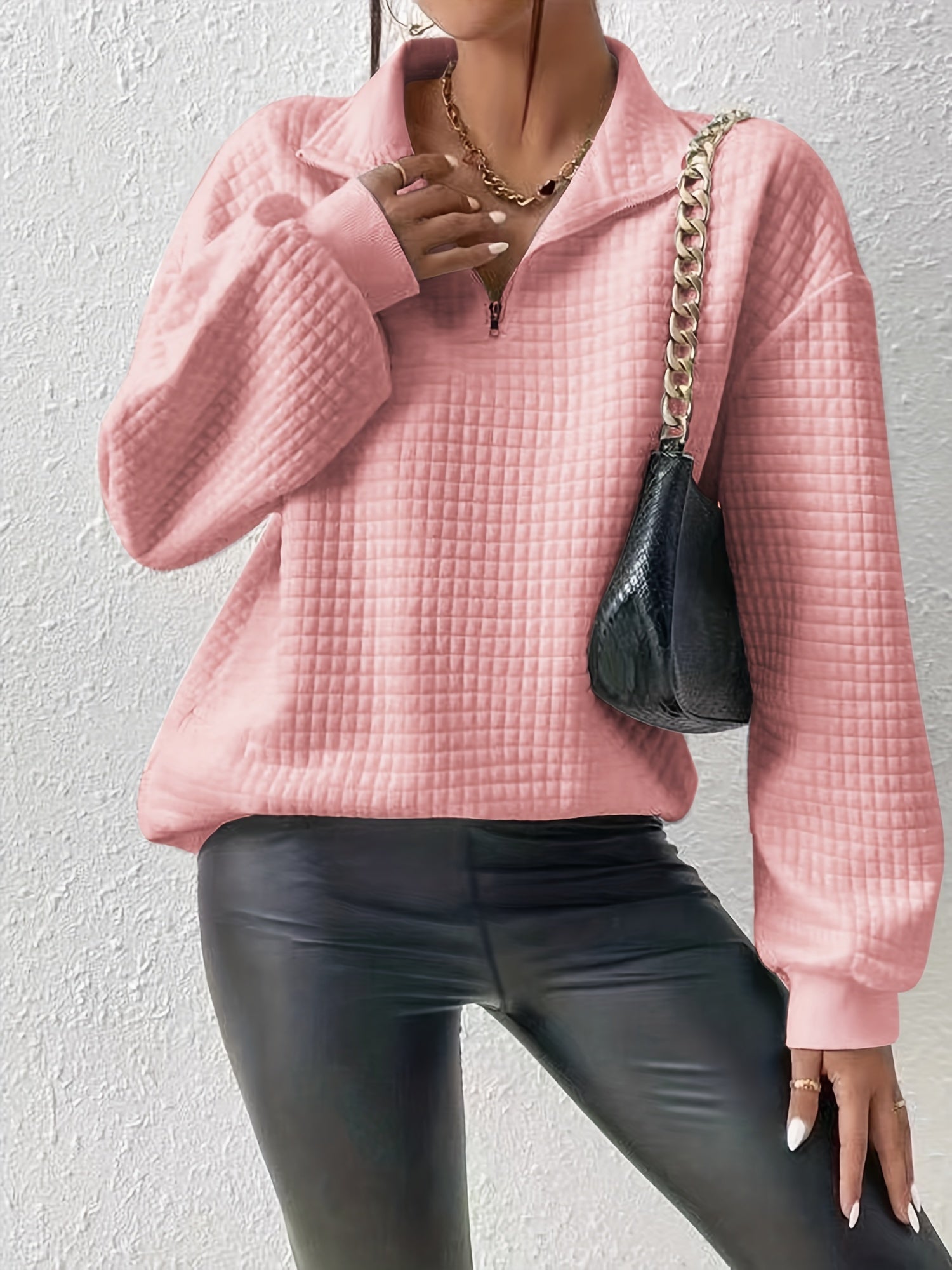 Relaxed Quarter-Zip Mock Neck Pullover