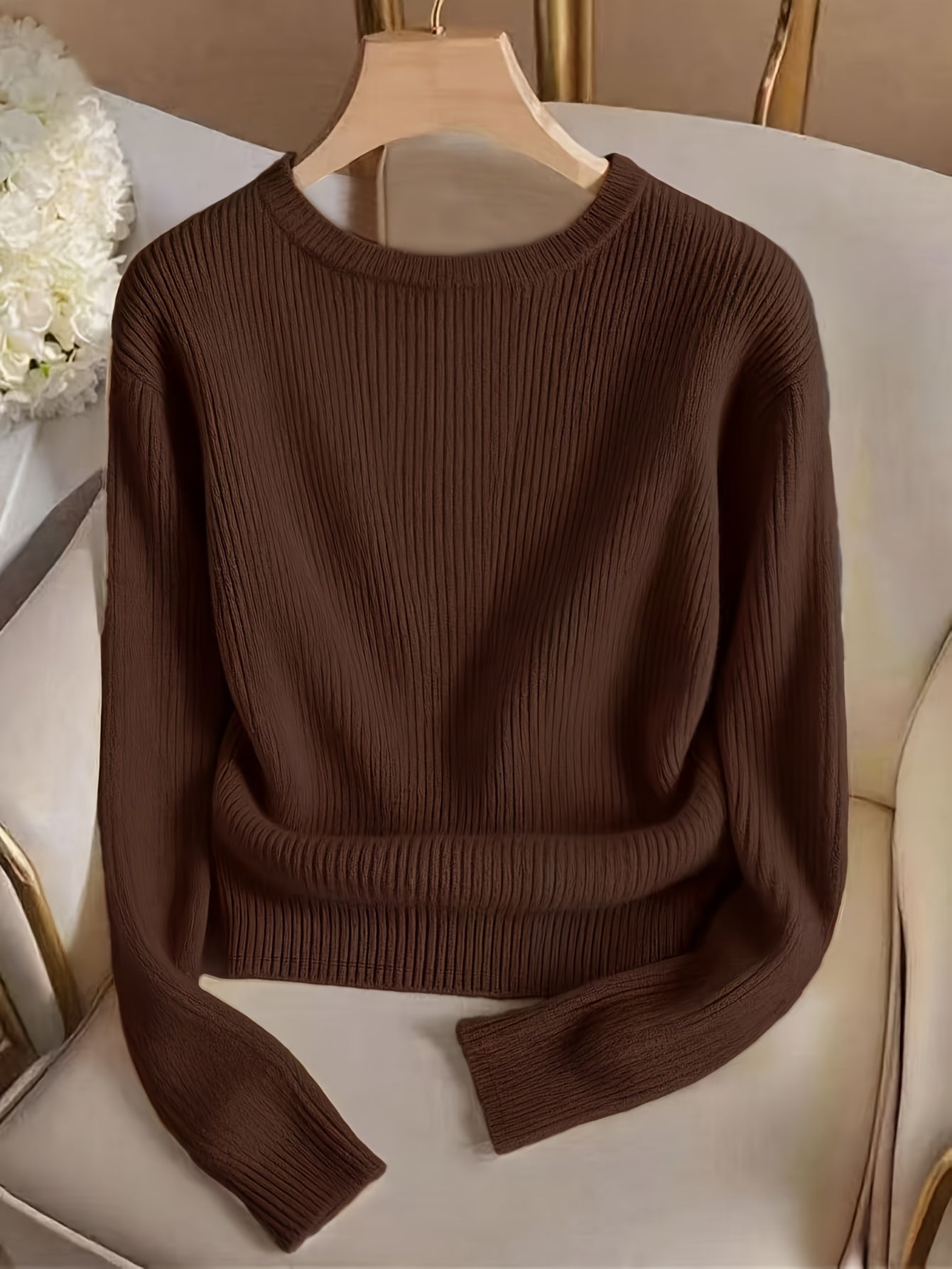 Refined Ribbed Crew Neck Sweater