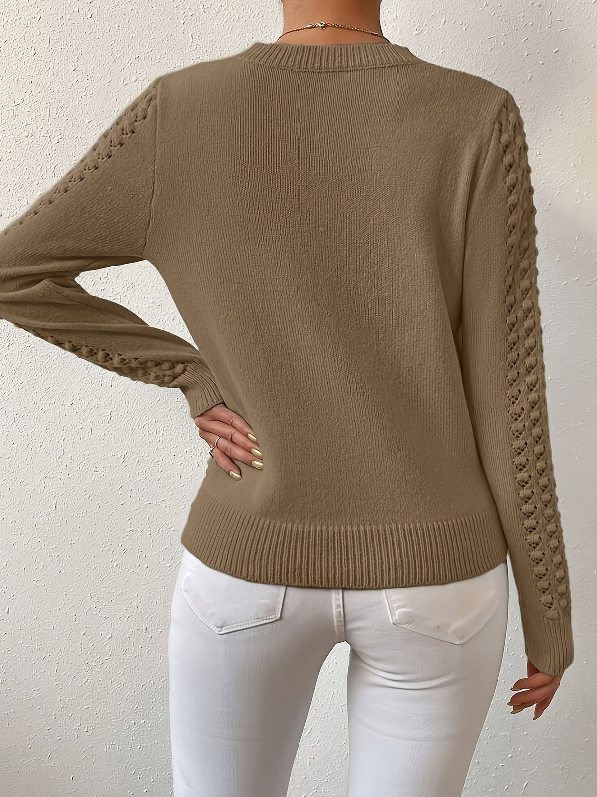 Fenara | Women's Pointelle Knit Long Sleeve Sweater