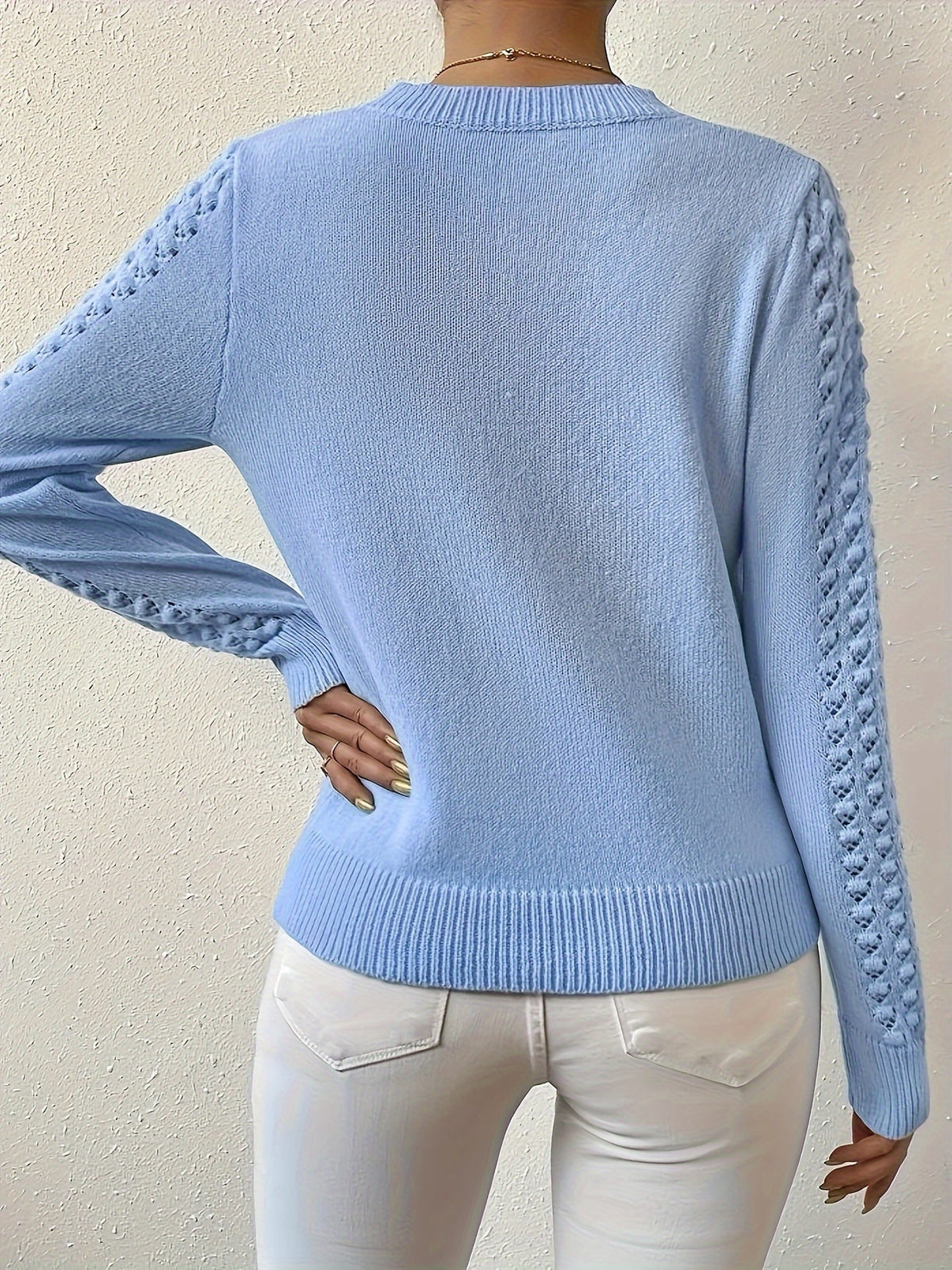Fenara | Women's Pointelle Knit Long Sleeve Sweater