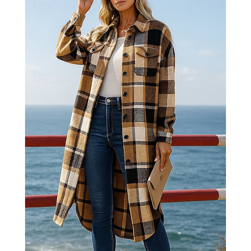 Fennara | Women's Plaid Longline Coat