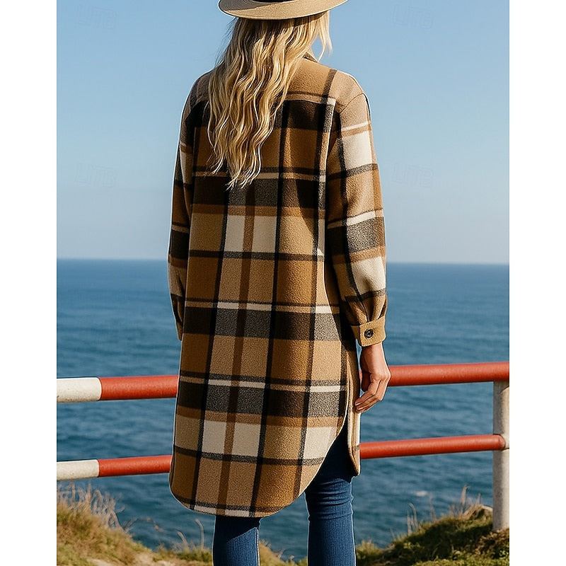 Fennara | Women's Plaid Longline Coat