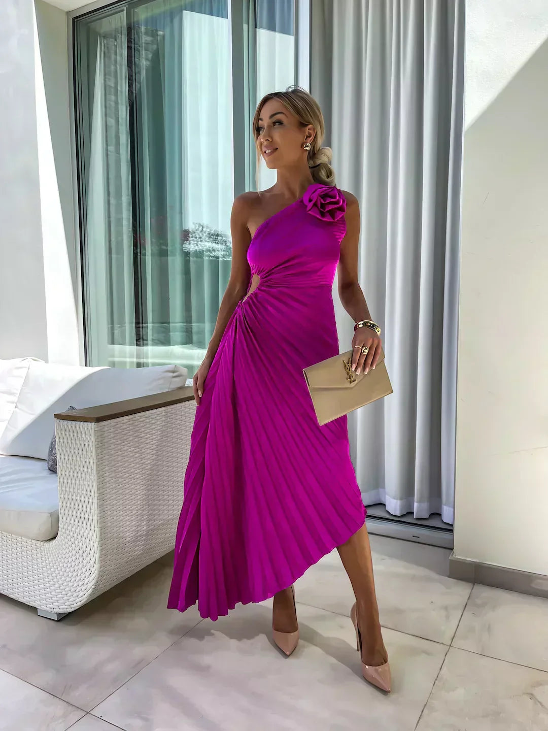Charlotte | Women's Floral Flowy Draped Dress Cocktail