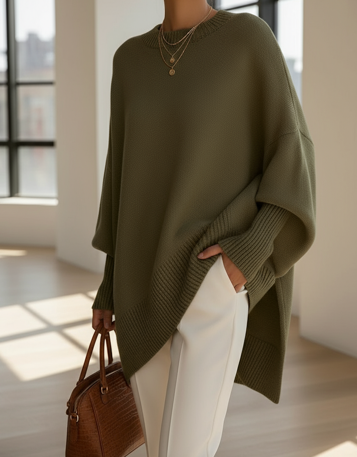 Halvara | Women's Oversized Batwing Knit Sweater