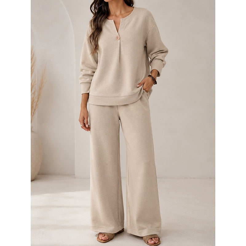 Halvira | Women's Loungewear Set Wide Leg Pants