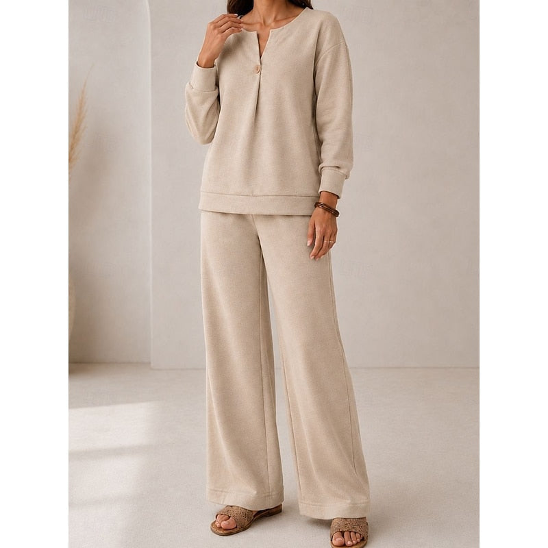 Halvira | Women's Loungewear Set Wide Leg Pants