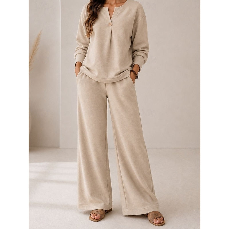 Halvira | Women's Loungewear Set Wide Leg Pants