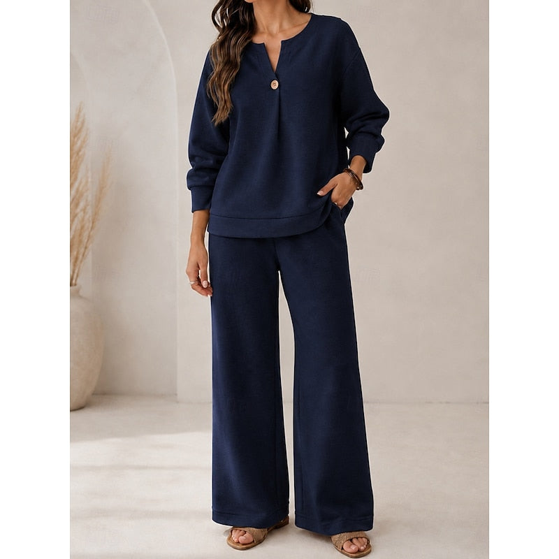 Halvira | Women's Loungewear Set Wide Leg Pants