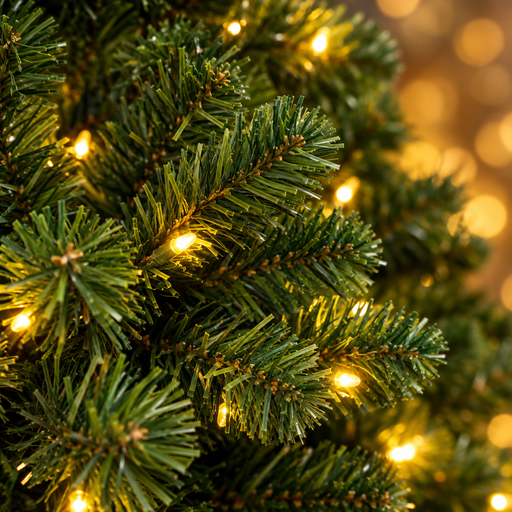 Pre-Lit Artificial Pine Christmas Tree 6ft, 7.5ft – branch close-up