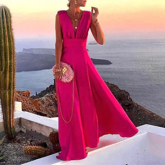 Lucia | Women's Floral Sleeveless Deep V-Neck Maxi Dress