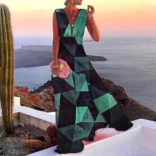 Lucia | Women's Floral Sleeveless Deep V-Neck Maxi Dress