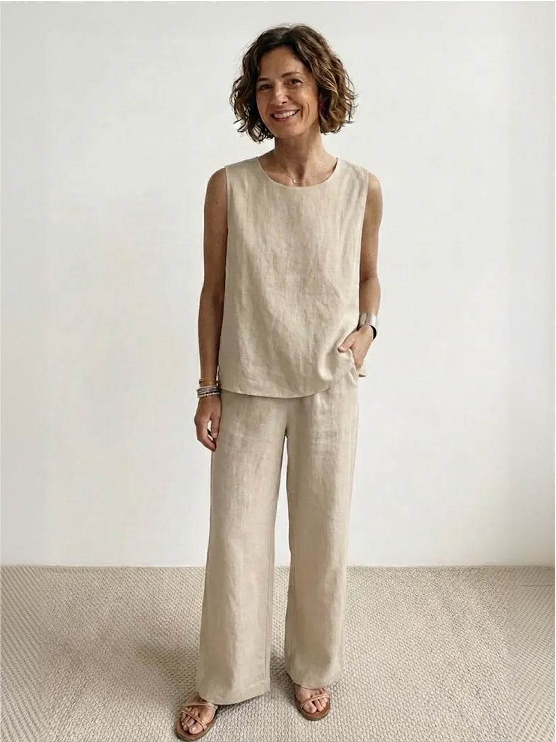 Olivia | Women's Sleeveless Tank Top and Wide-Leg Pants Set