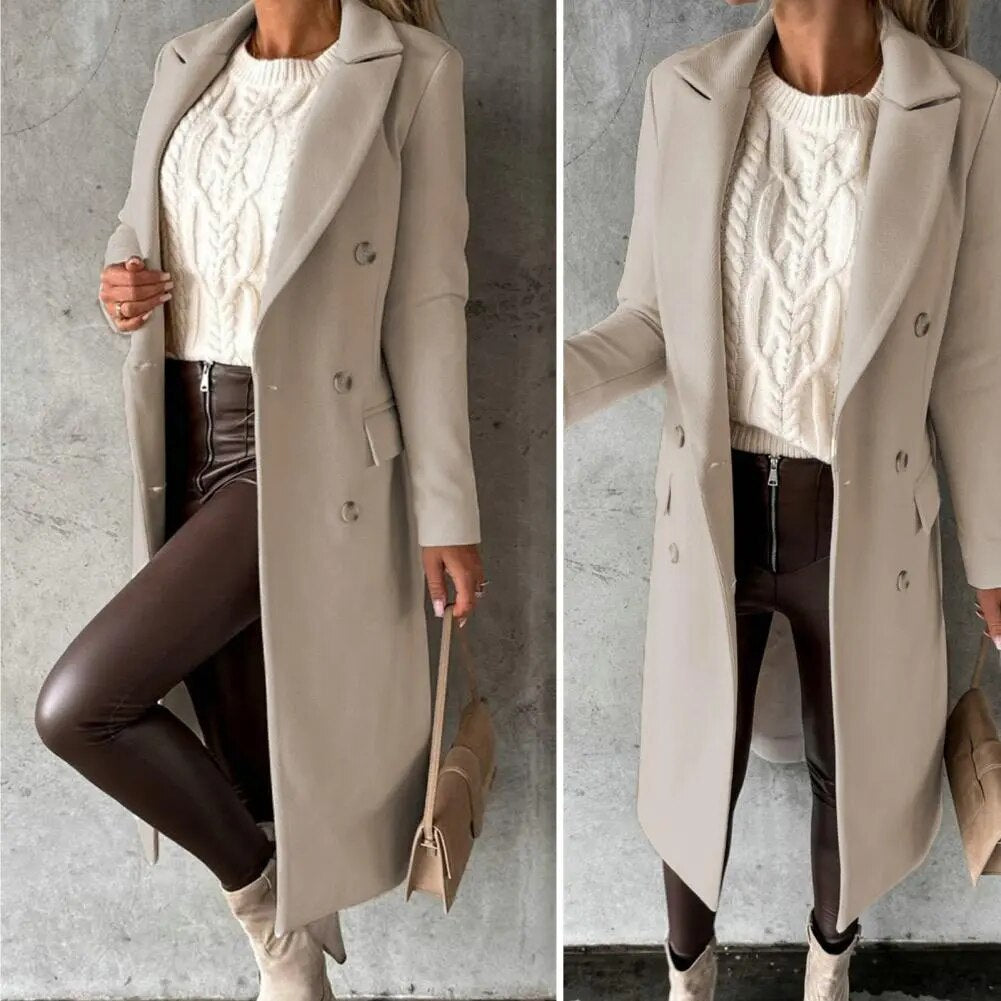 Lorvaine | Women's Long Winter Coat Double-Breasted