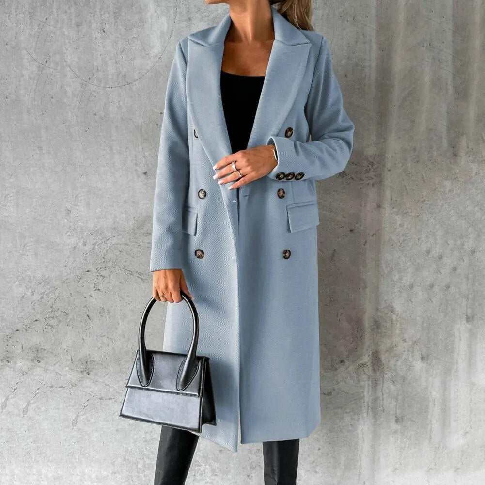 Lorvaine | Women's Long Winter Coat Double-Breasted