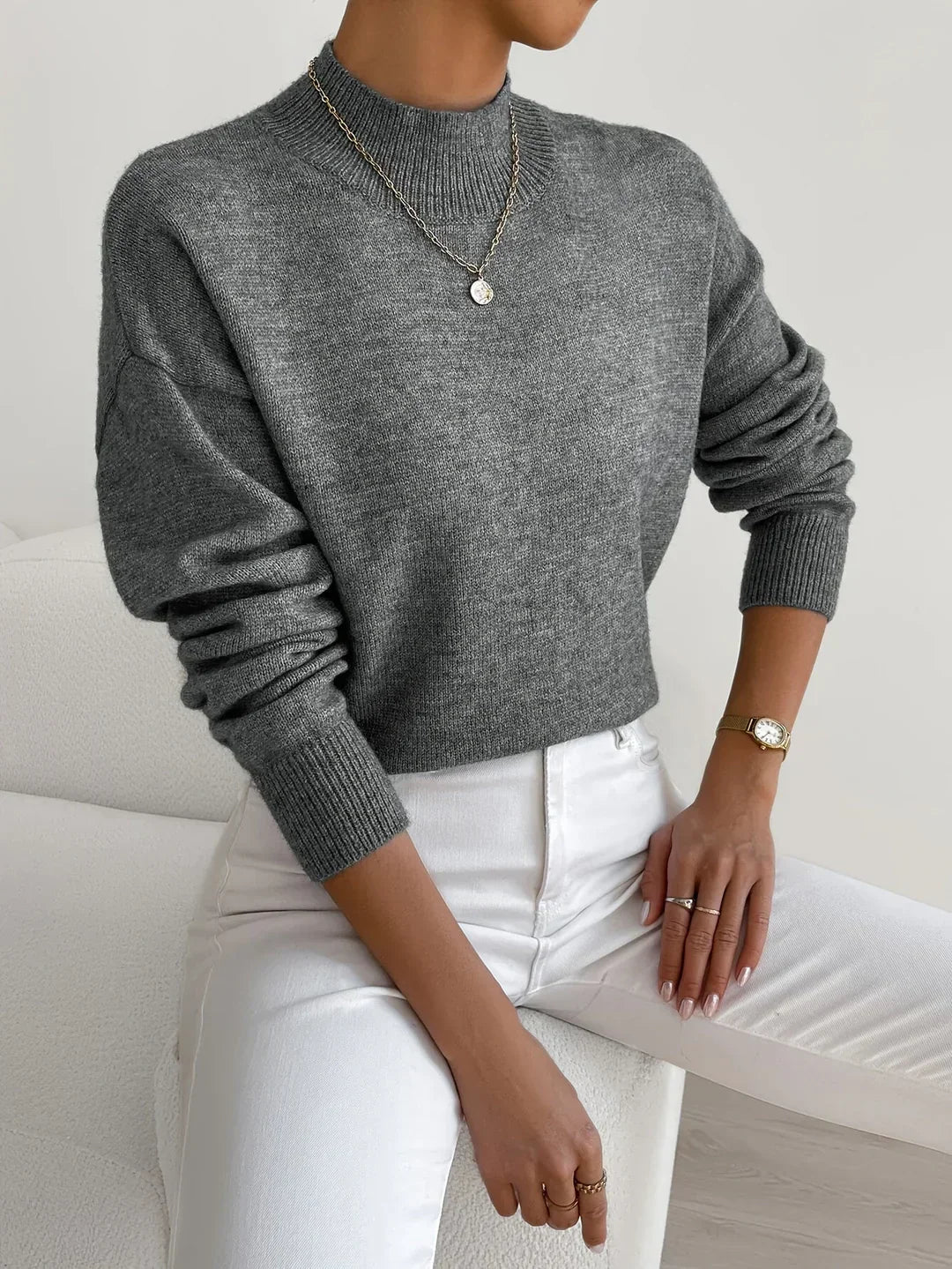 Elegant Ribbed Turtleneck Sweater Women