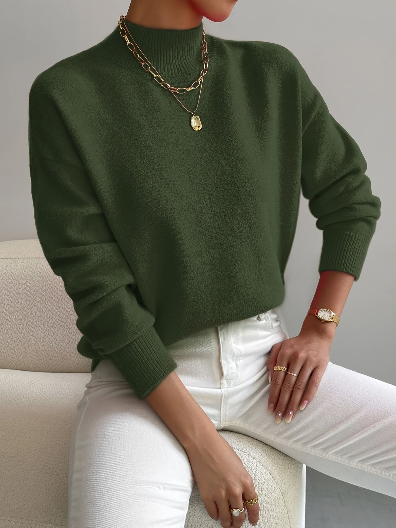 Elegant Ribbed Turtleneck Sweater Women