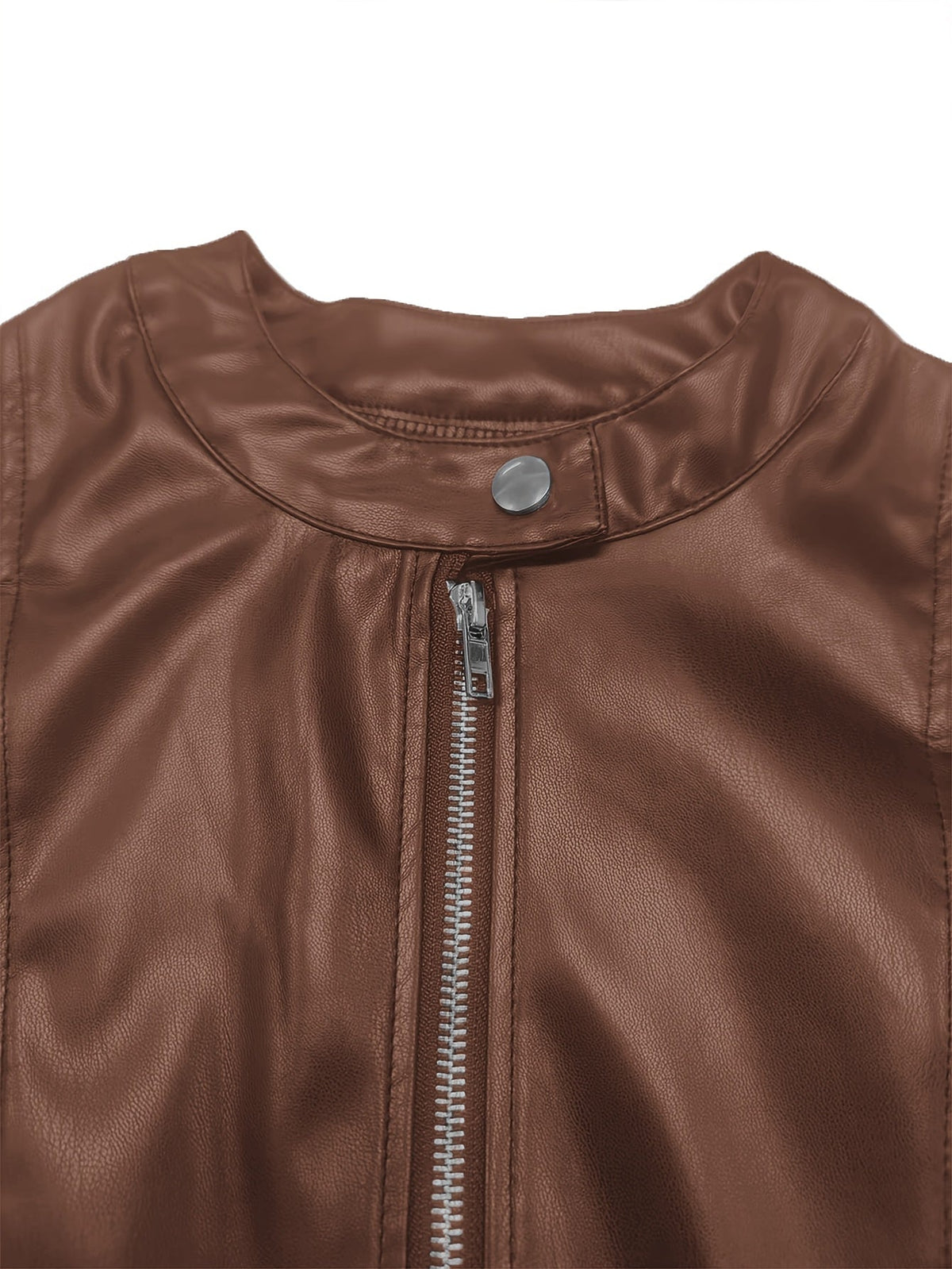 Marvelle | Women's Zip-Up Cropped Faux Leather Jacket