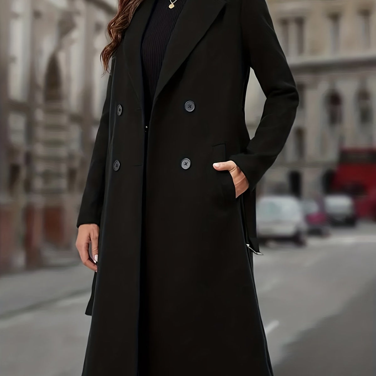 Marvena | Women's Double-Breasted Long Coat