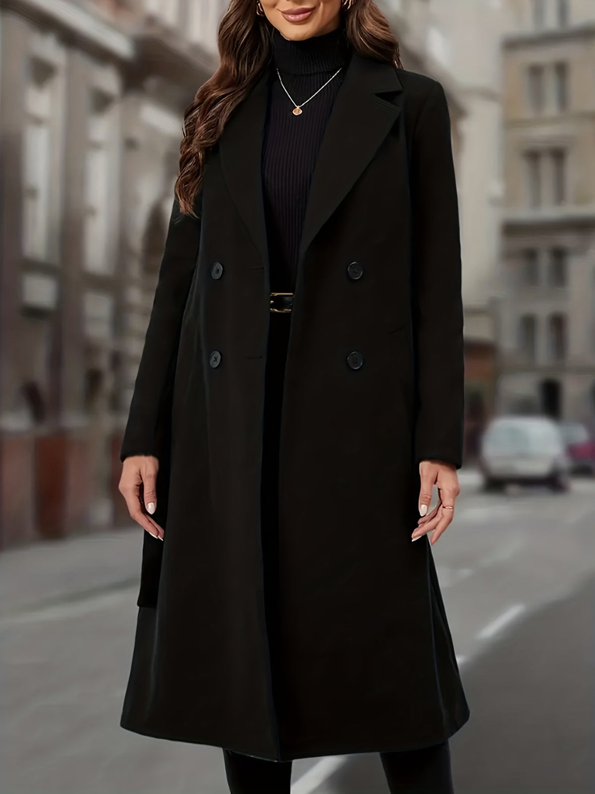 Marvena | Women's Double-Breasted Long Coat