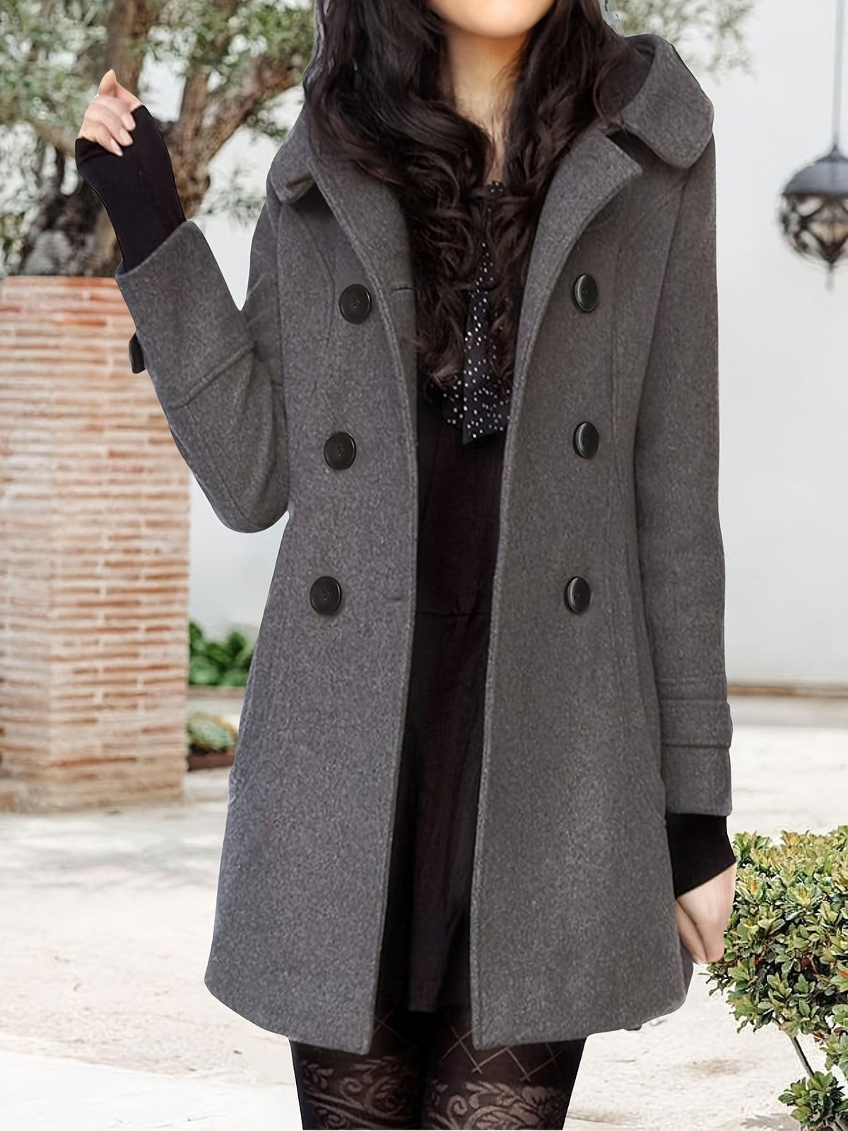 Orvana | Women's Hooded Double-Breasted Mid-Length Coat