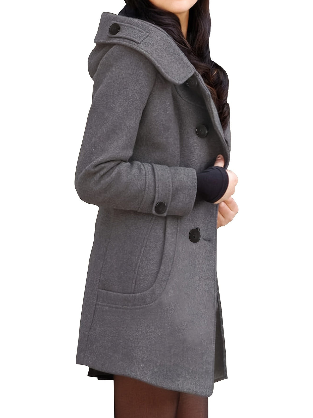 Orvana | Women's Hooded Double-Breasted Mid-Length Coat