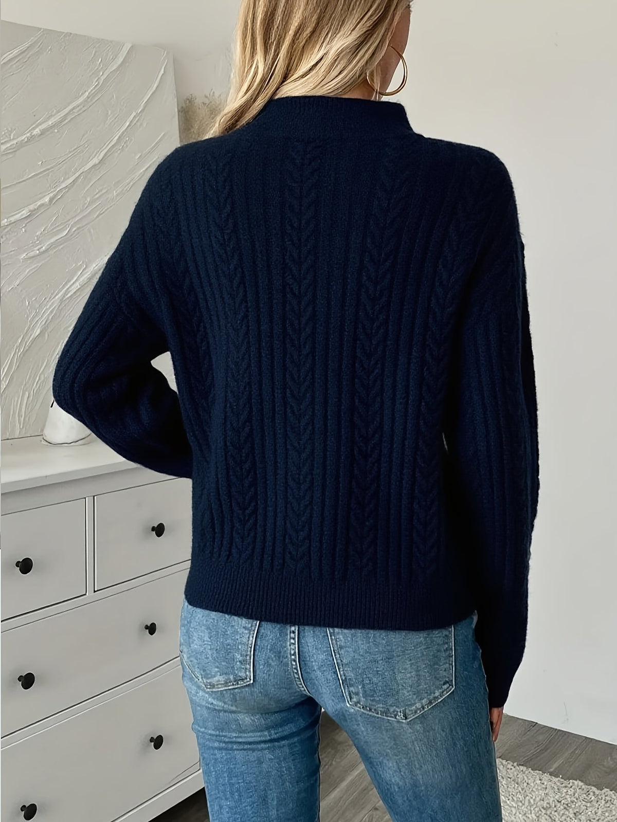 Orvinda | Women's Cable Knit Quarter Zip Sweater